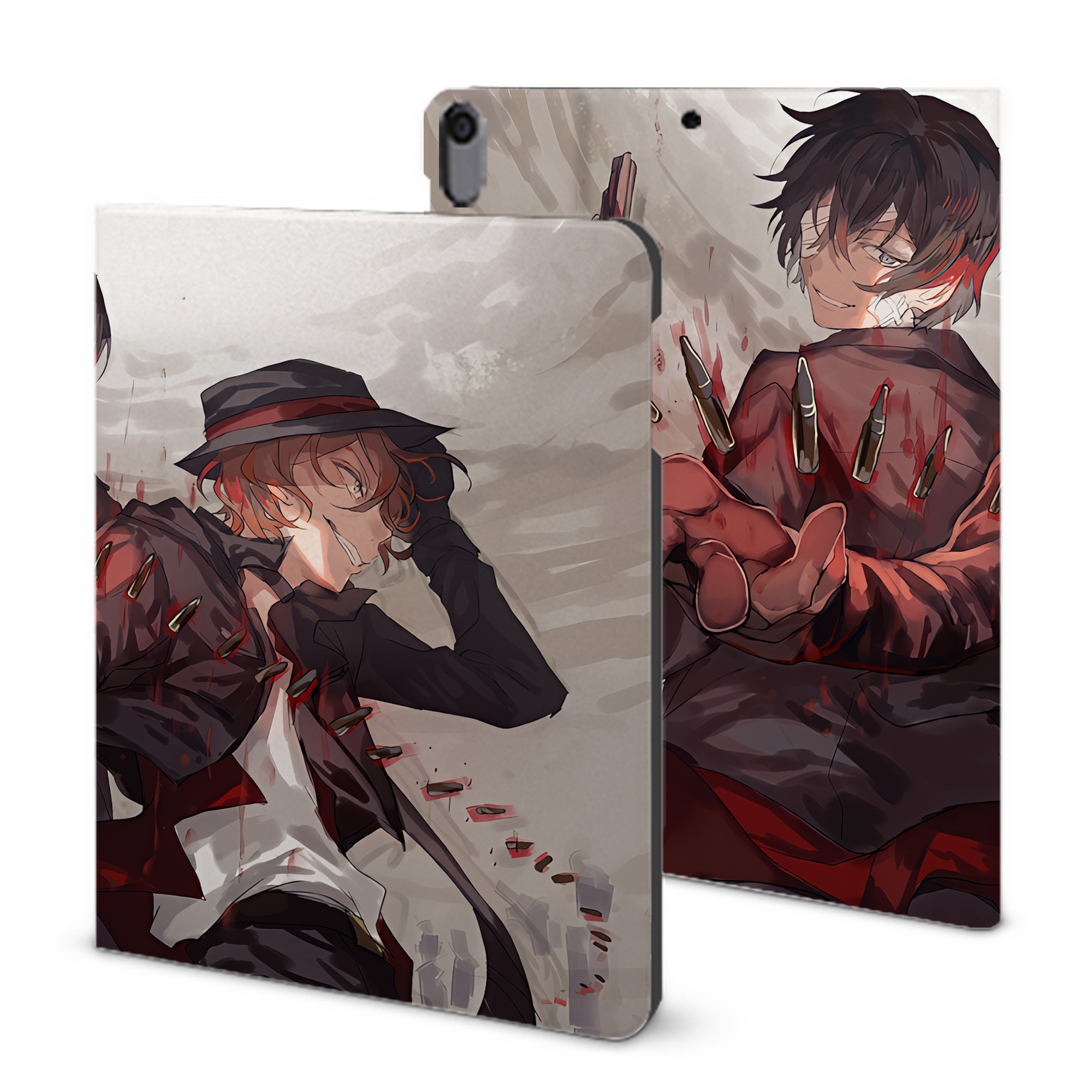 （画像用） 文豪ストレイドッグス Bungo Stray Dogs IPad ケース ブック型 PUレザー TPU 耐衝撃 軽量 薄型 ペン収納なし 全面保護 IPad 各モデル対応